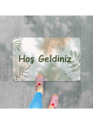 M&H Quality Dijital Baskılı Hoş Geldiniz Yazılır Desenli Dekoratif Dış Kapı Önü ve Iç Mekan Paspası Yıkanabilir