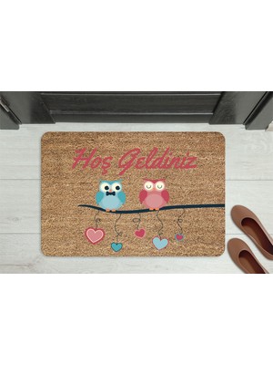 M&H Quality Home Hoşgeldiniz Kelebek Dekoratif Çok Amaçlı Iç ve Dış Kapı Paspası