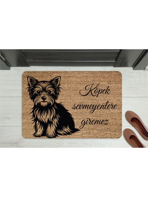 M&H Quality Köpek Sevmeyen Giremez” Yazılı Köpek Figürlü Kapı Önü Paspası – Kaymaz, Yıkanabilir