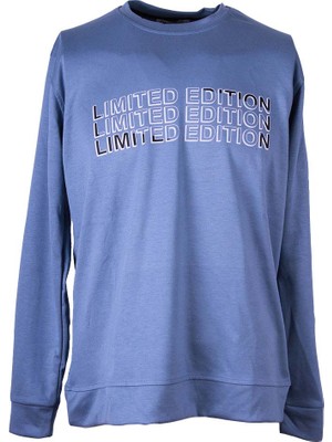 Trender Limited Edition Baskı Modal Octavian Mavi Erkek Sweatshirt 26YG08000055