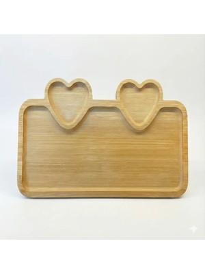 Tutku 4 Adet Tutku Bambu Sunumluk Dikdörtgen Küçük Kalp Bölmeli
