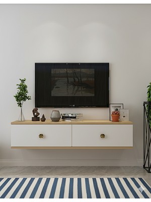 Yumedi Design TDA1202DB -Miko Duvara Montaj Tv Stand 120CM Safirmeşe-Beyaz