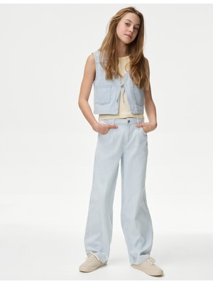 Marks & Spencer Wide Leg Çizgili Jean Pantolon (6-16 Yaş)