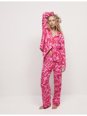 Marks & Spencer Regular Fit Desenli Uzun Kollu Pijama Üstü