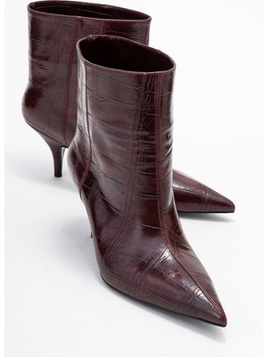 Luvi Nuvıa Bordo Baskı Sivri Burunlu Kadın Topuklu Bot