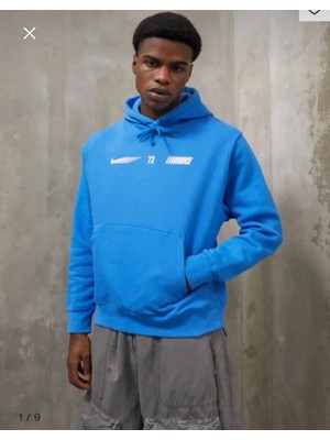Nike Sportswear Standard Issue Brushed Fleece Pullover Hoodie Mavi Erkek Sweatshirt FN4895-435