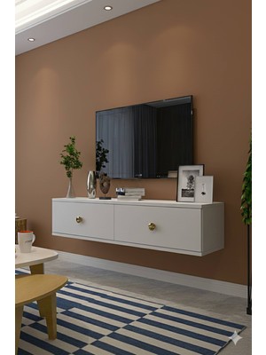 Yumedi Design TDA1202B -Miko Duvara Montaj Tv Stand 120CM Beyaz