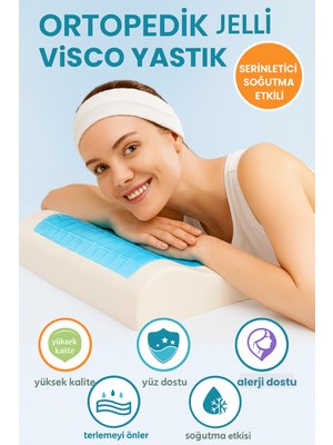 Viscomina Soğutucu Jel Katmanlı Ortopedik Mega Boy Visco Yastık – 60X40X14 cm
