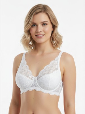 Bonbon Kadın Dantelli Toparlayacı Beyaz Renk 5'li Paket Sütyen BB2145