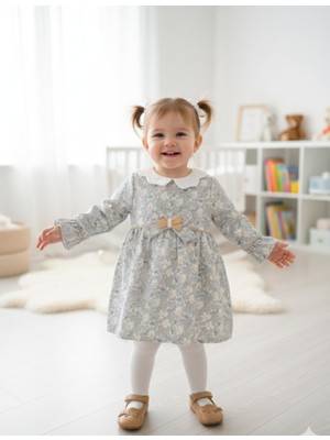 Butik Kız Bebek %100  Pamuklu Çiçek Desenli Elbise