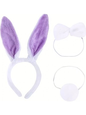 Aspata Store Buğz Lila Mor Tavşan Kulak Papyon Kuyruk 3&amp;#39;lü Parti Seti