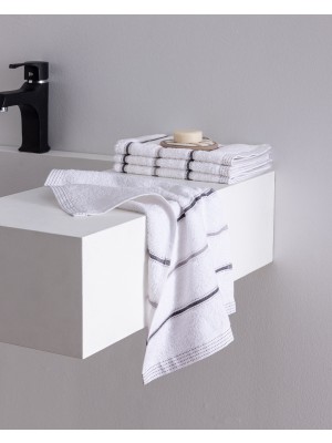 Madame Coco Bourrache 4'lü Pamuklu El Havlusu - Beyaz/gri - 30X45 cm