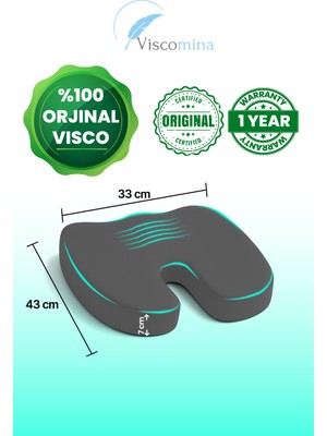 Viscomina Ortopedik Oturma Minderi Visco Minder Visco Ortopedik Yastık Oturma Yastığı Gri Renk
