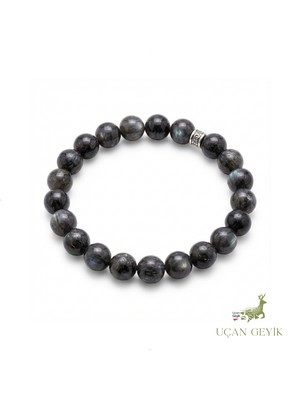Uçan Geyik Larvikit Doğal Taş Bileklik 8mm - Koruma, Odak, Arınma, Bilgelik - Esnek Tasarım