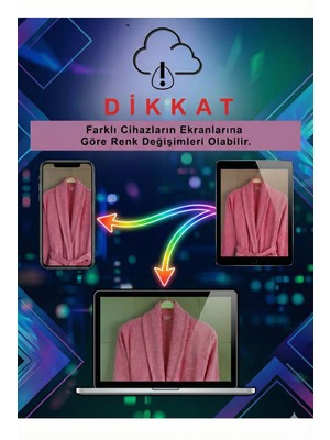 H&F Trendline %100 Pamuk Nar Çiçeği Büyük Beden Şalyaka Cepli Bornoz