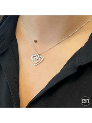 Gümüş Çift Kalpli Kolye 925ct