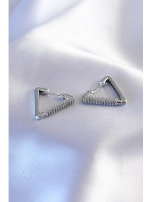 Gümüş Renk Zirkon Taşlı Üçgen Model Kadın Küpe EB-53-VICE/(1395) 2110