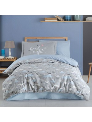 Pazarcan Tek Kişilik Poplin Nevresim Takımı Daisy Gri