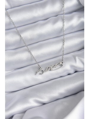 Marsilyan 316L Çelik Zincir Gümüş Renk Atatürk Imza Figür Kadın Kolye