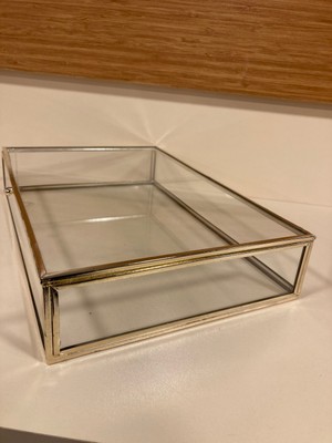 Plus Home Dekoratif Kutu Pirinç ve Cam Renk Gümüş Büyükboy 20X30 cm