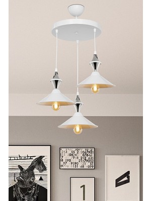 Duru Homelight Maya Karo Krom Üçlü Beyaz Avize