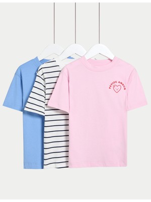 Marks & Spencer 3'lü Pamuklu Baskılı T-Shirt (2-8 Yaş)