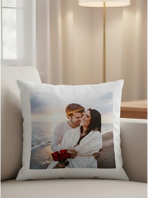 Miracix Beyaz Kişiye Özel Resimli Yastık Tek Yön Baskı – Fotoğraf ve Yazı Baskılı Özel Tasarım