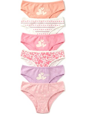 Öts Kız Çocuk Külot 6'lı Baskılı %96 Pamuk - %4 Elastan Rahat Tasarımlı