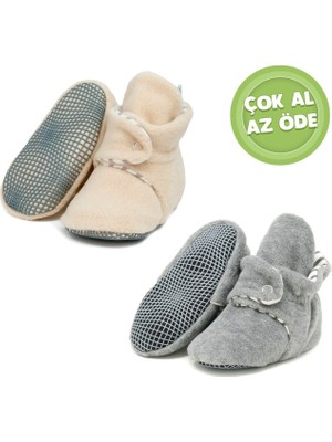 Ella Bonna Kaydırmaz Taban Çocuk ve Bebek Panduf, Terletmeyen Polar Ev ve Kreş Patiği 2’li Paket