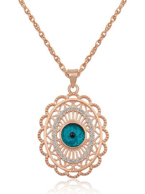 Erseyy ​925 Ayar Gümüş Rose Oval Nazar Kolye