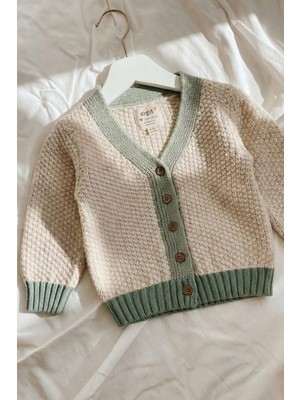 Cigit Triko Düğmeli Hırka 2-8 Yaş Naturel Yeşil