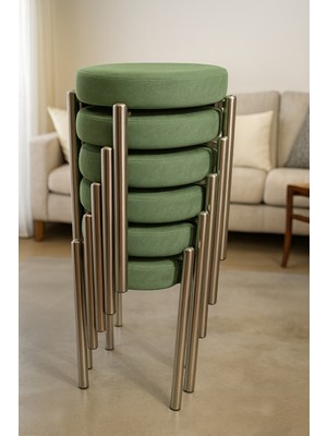 Berawond Bera Metal Silinebilir Tay Tüyü Kumaş Tabure (6 Adet-Montajlı Gönderim)