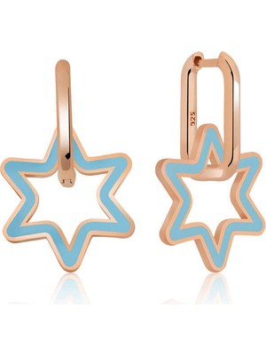 Erseyy Gümüş Fosforlu Mavi Yıldız Küpe