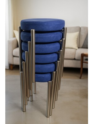 Berawond Bera Metal Silinebilir Tay Tüyü Kumaş Tabure (6 Adet-Montajlı Gönderim)