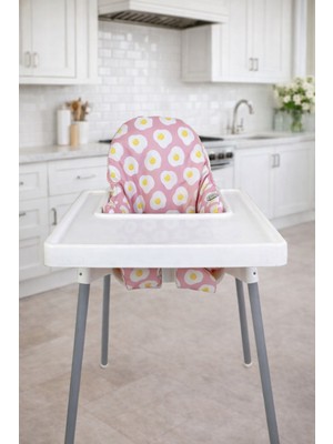Lulunun Renkleri Bebek Mama Sandalyesi Pembe Yumurta Desenli Sıvı Geçirmez Leke Tutmaz 0 - 3 Yaş İçin Destek Minderi
