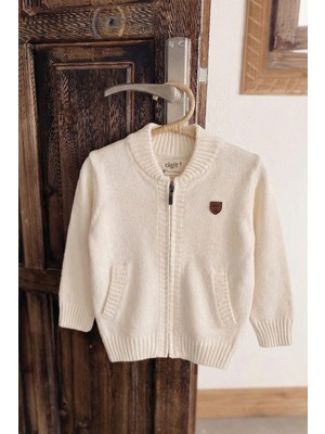 Cigit Triko Cepli Hırka 2-11 Yaş Ekru