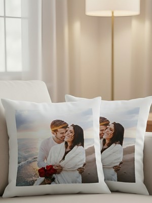 Miracix Beyaz Kişiye Özel Resimli Yastık Çift Yön Baskı – Fotoğraf ve Yazı Baskılı Özel Tasarım
