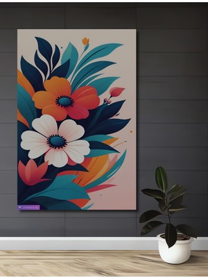 Teona Ahşap Canlı Çiçek Buketi Yağlı Boya Görünümlü Ahşap Dekoratif Ev,Antre,Salon,Ofis,Mutfak,Yatak Odası Tablo