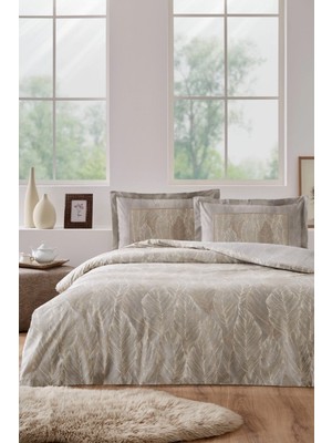 Pazarcan Özdilek Çift Kişilik Ranforce Nevresim Takımı Folha De Ouro Bej