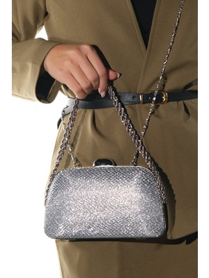 Luvi Garcıa Gümüş Desenli Kadın Abiye Çanta