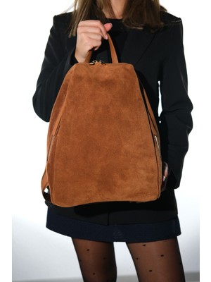 Luvi Josh Taba Süet Hakiki Deri Kadın Sırt Çantası