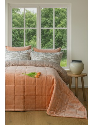 Bedline Wellsoft Kapitone Yatak Örtüsü Seti Çift Kişilik Soria Somon