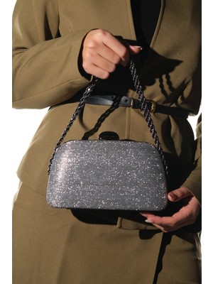 Luvi Garcıa Platin Çizgili Kadın Abiye Çanta