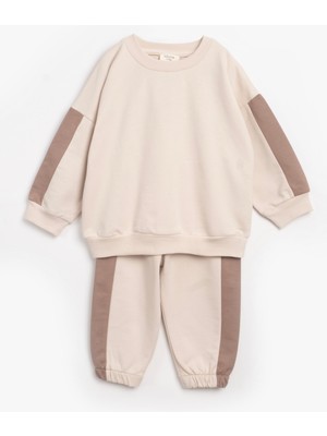 Vauva  Kız Erkek Basic Şerit Detaylı Sweatshırt Takım Çocuk Takımı