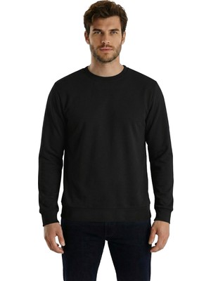 goffra Erkek Focus Esnek Kumaş Yumuşak Dokulu Günlük Sweatshirt Siyah M401-R0342-06