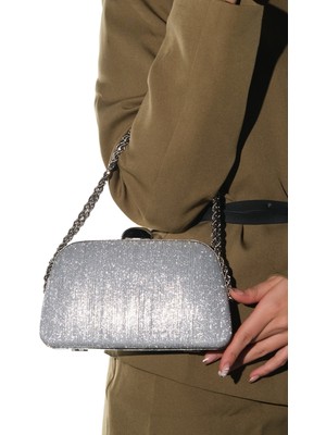 Luvi Garcıa Gümüş Çizgili Kadın Abiye Çanta