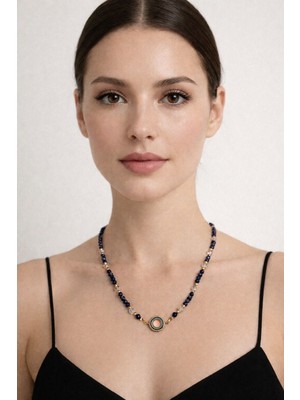 Solare Accessories Zirkon Taşlı Nazar Boncuğu Figürlü Altın Kaplama Kristal Taş Kolye