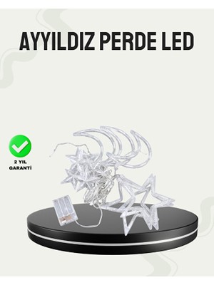Genel Tedarik Iç ve Dış Mekan Uyumlu Pilli Yıldız Ay Peri LED Perde - EMTHBA5061-4690