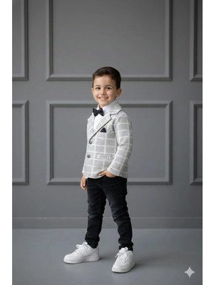 Bontino Erkek Çocuk Spor Ceketli Gömlekli ve Pantolonlu 3'lü Premium Seri