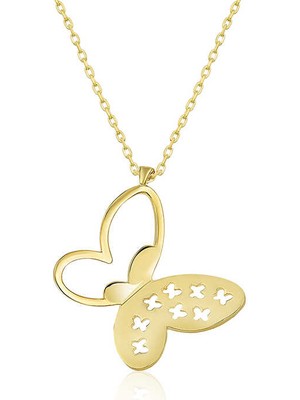 Erseyy ​​925 Ayar Gümüş Gold Kelebek Kadın Gümüş Kolye